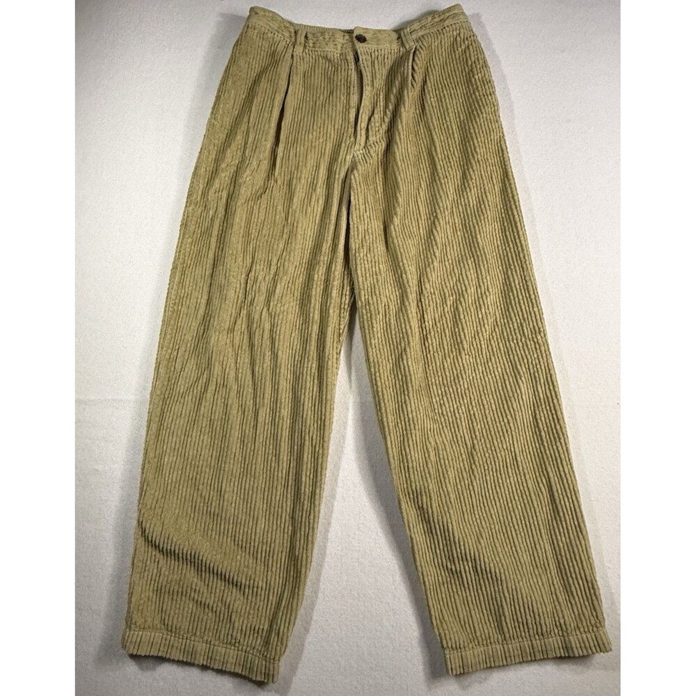 Urban Outfitters Corduroy Pants Mens M Brown Wide Wale Pleated Y2K Vintage